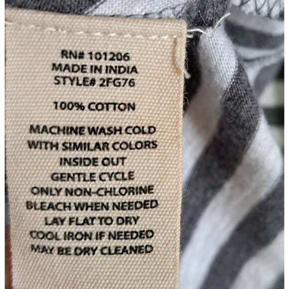 Soft Surroundings Lilo Tunic Top L Gray White Stripe Button Trim 3/4 Sleeve - Picture 7 of 8